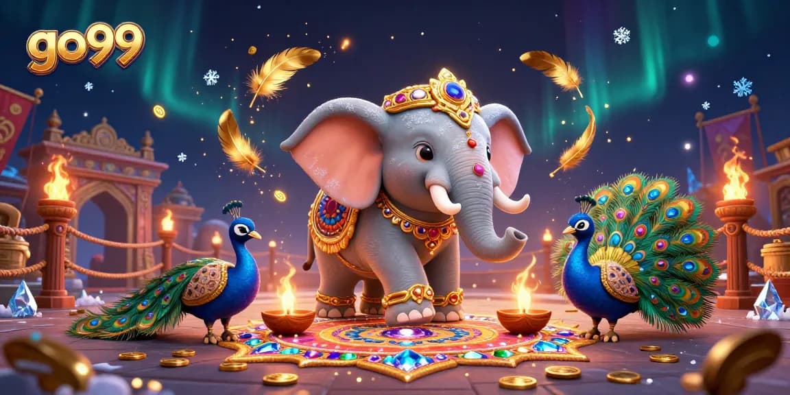 Play exciting casino games with go99 at a vibrant Diwali-themed celebration featuring unique visual elements.