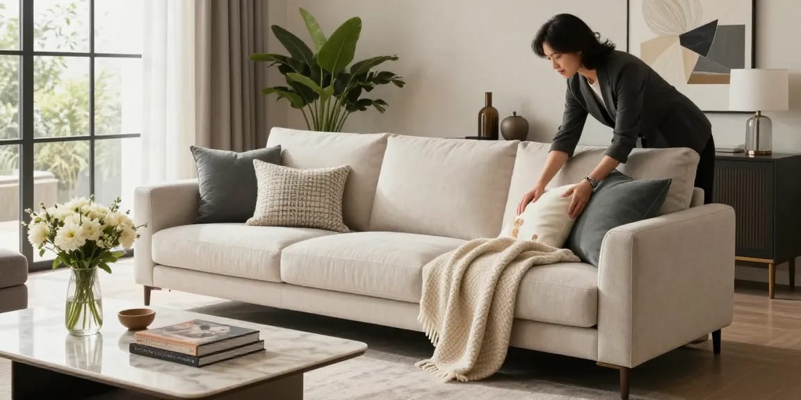 Geräumiges Wohnzimmer mit dem Baxter Sofa, einer der beliebtesten Wahl unter Baxter Sofa Händlern in Deutschland.