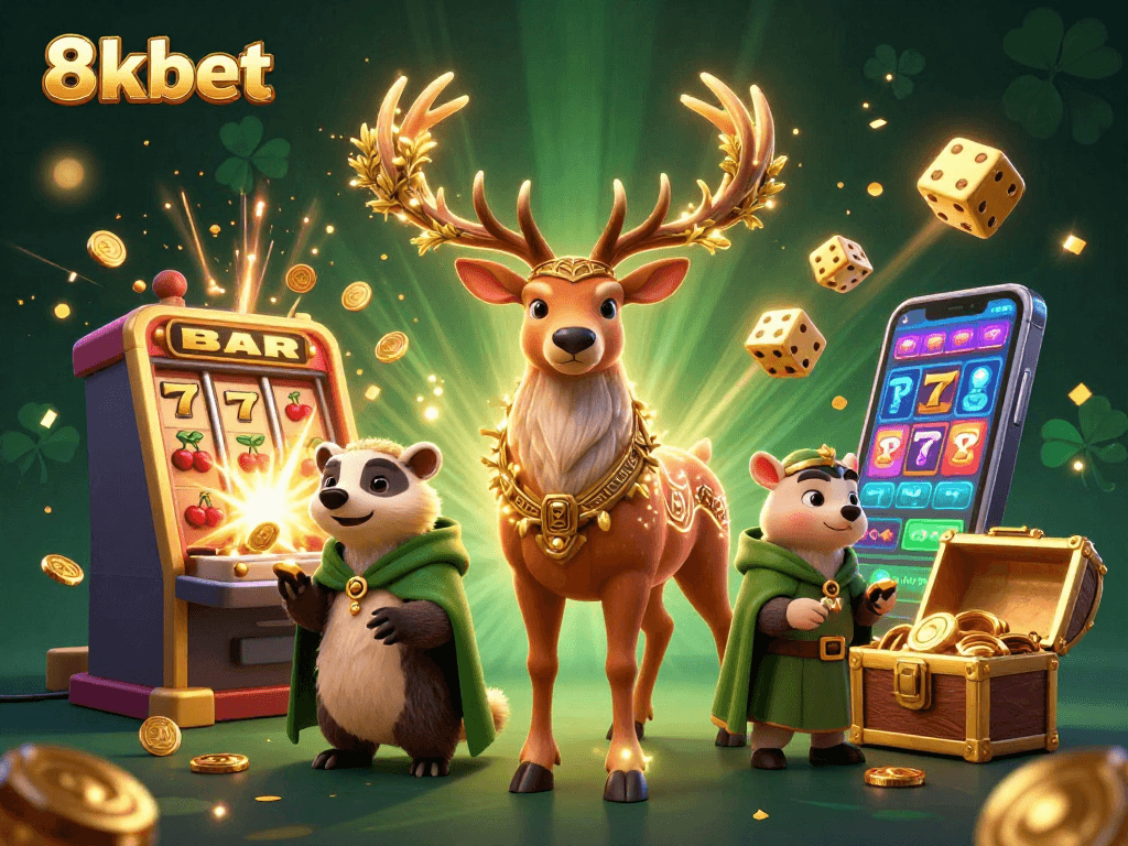 Experience thrilling wins at 8xbet with vibrant casino adventures in a 3D animated scene filled with excitement.