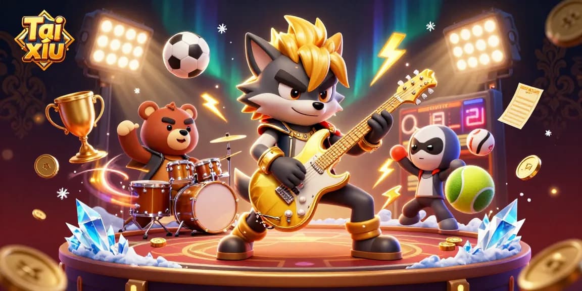 Play Tài xỉu and enjoy thrilling wins in an illustrated casino scene filled with energy.