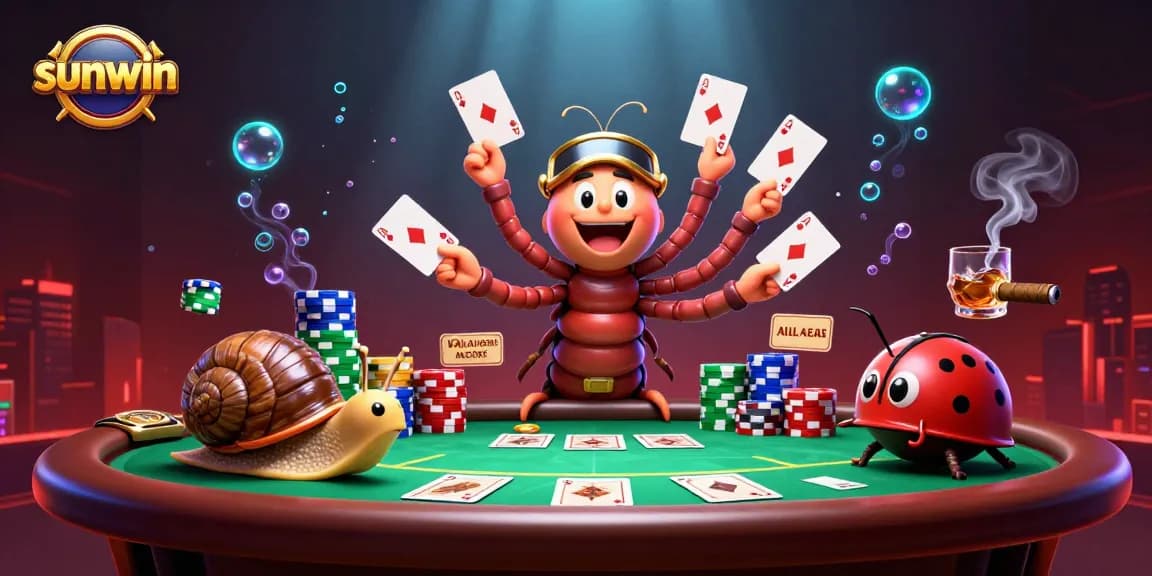 Experience thrilling poker action with sunwin's animated characters in a vibrant casino scene.