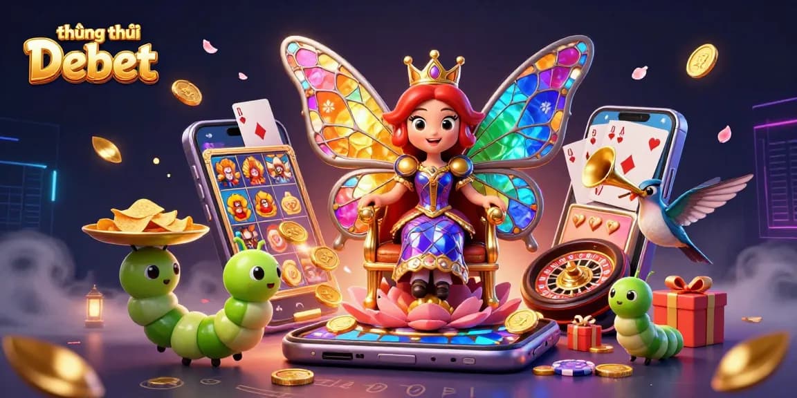 Experience the thrill with thương hiệu Debet in a vibrant casino scene full of colorful games.