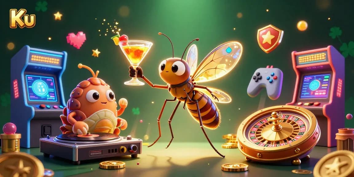 Experience winning opportunities at Ku with a vibrant casino scene featuring unique characters and gaming elements.