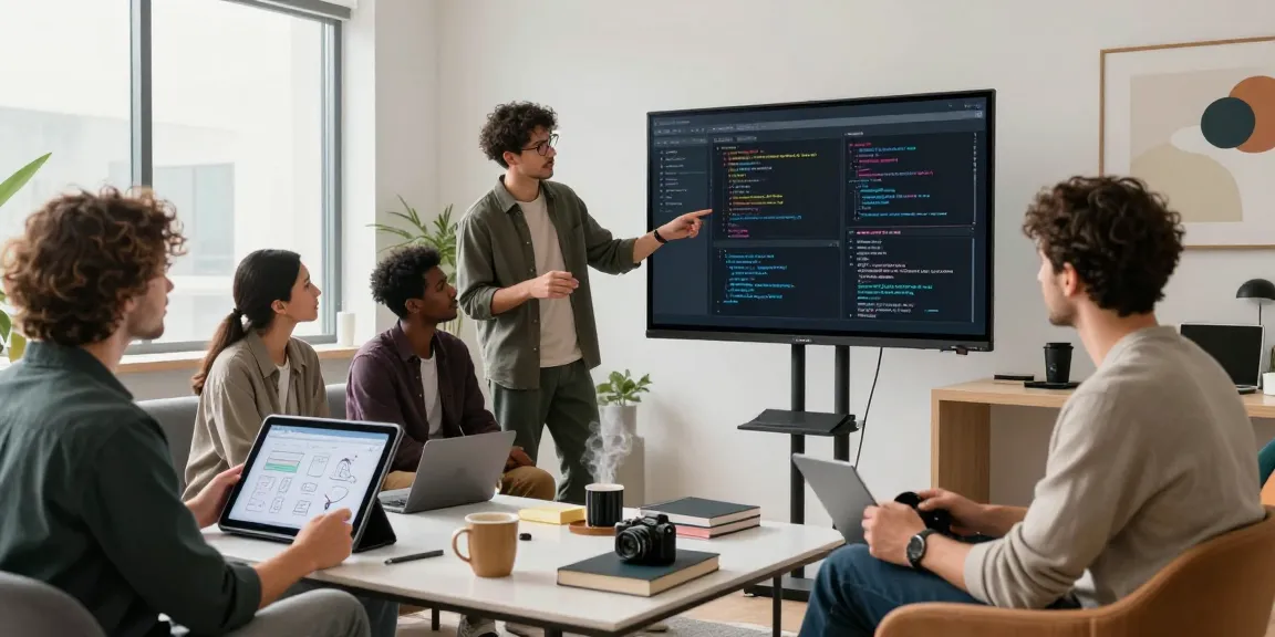 Developers collaborating at https://sc88.chat/ in a vibrant co-working lounge.