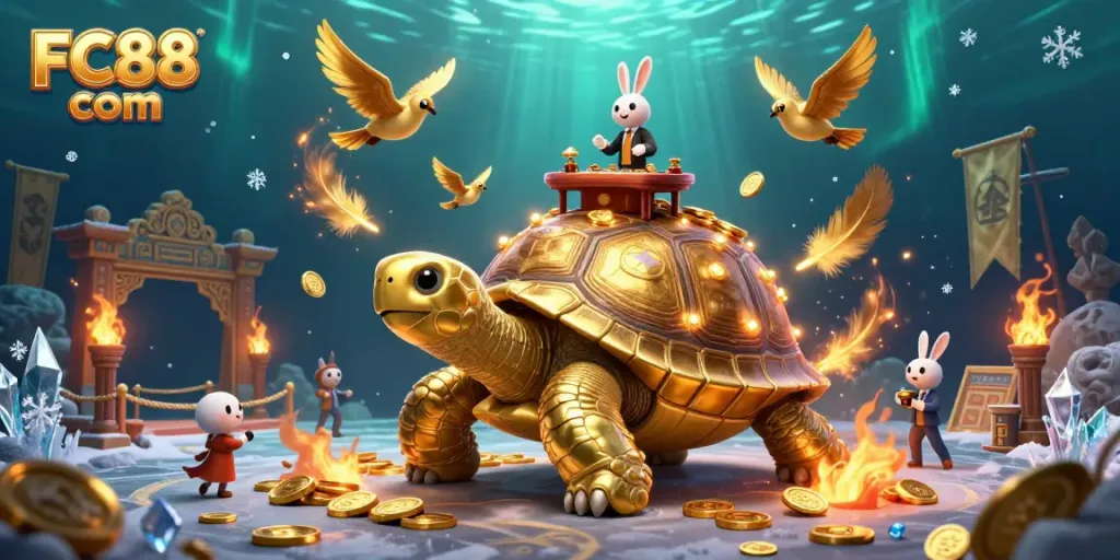 Experience thrilling gameplay at FC88 com with vibrant golden symbols and a dynamic gaming atmosphere.