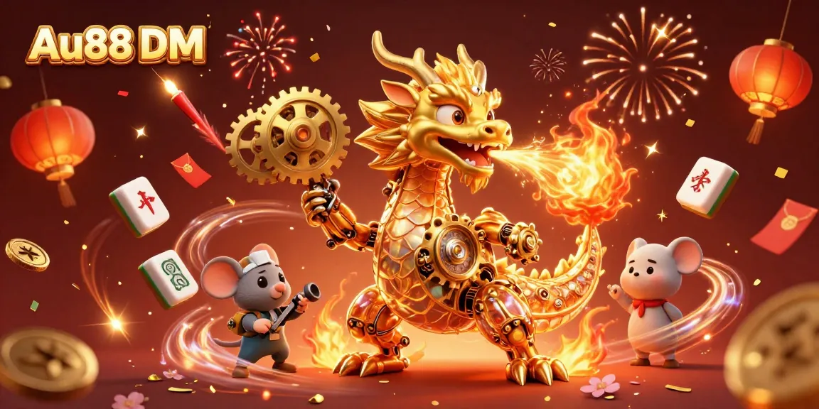 Experience the excitement of Au88 DM with a detailed 3D illustration of a casino-themed dragon.