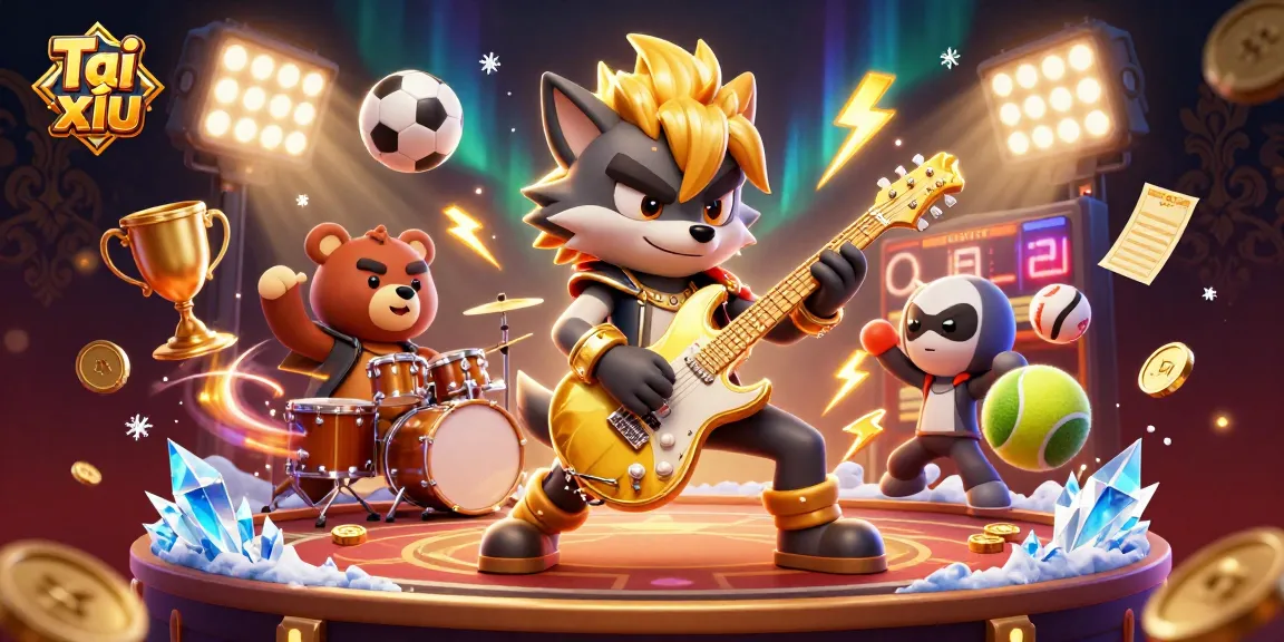 Play Tài xỉu and enjoy thrilling wins in an illustrated casino scene filled with energy.