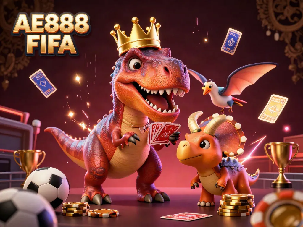 Experience the excitement of AE888 FIFA with dynamic cartoon characters and vibrant sports elements.