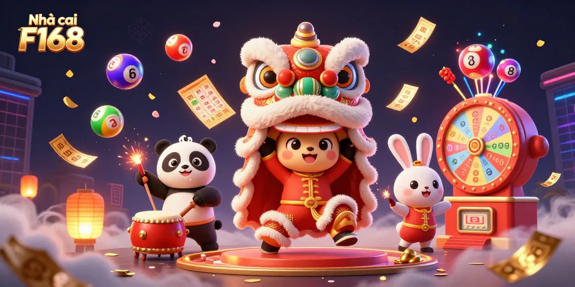 Experience vibrant gaming at Nhà cái F168 with lively characters and dynamic lottery elements.