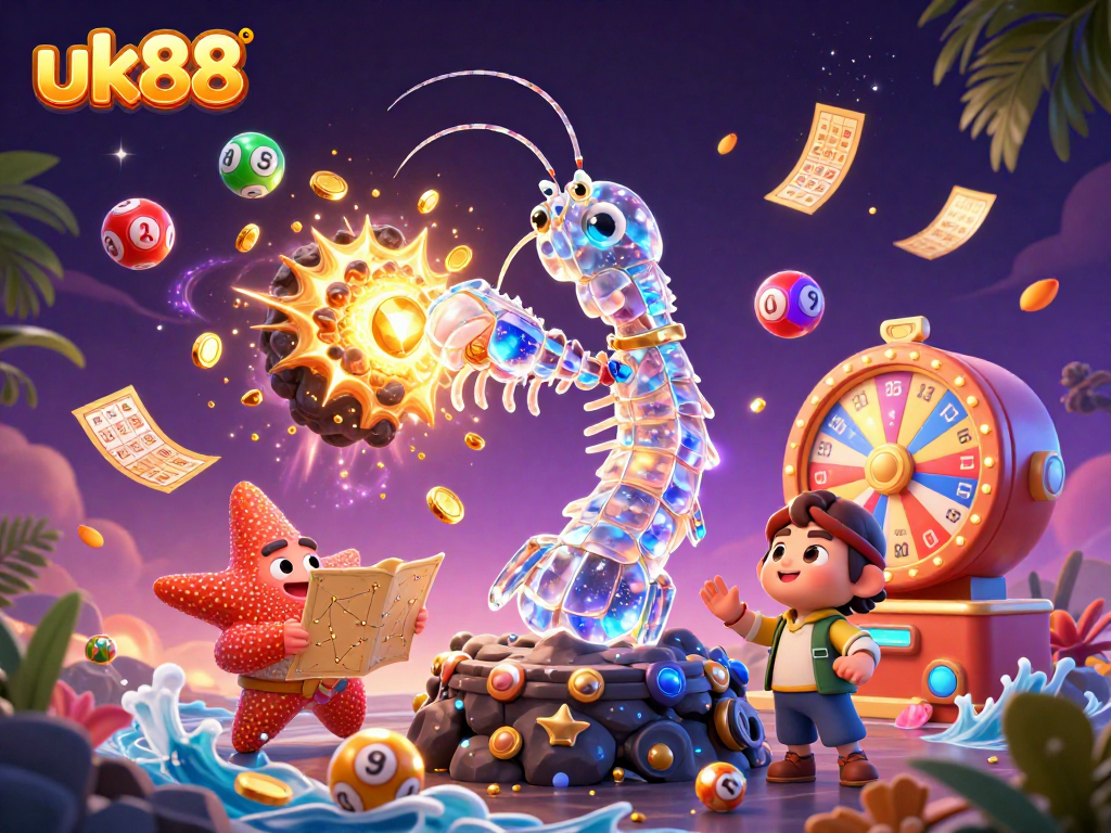 Experience the thrill of uk88 with a vibrant 3D casino scene featuring dynamic gambling elements.