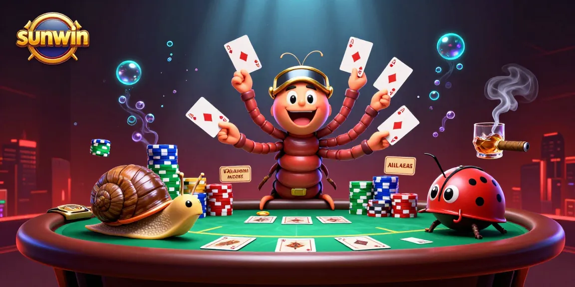 Experience thrilling poker action with sunwin's animated characters in a vibrant casino scene.