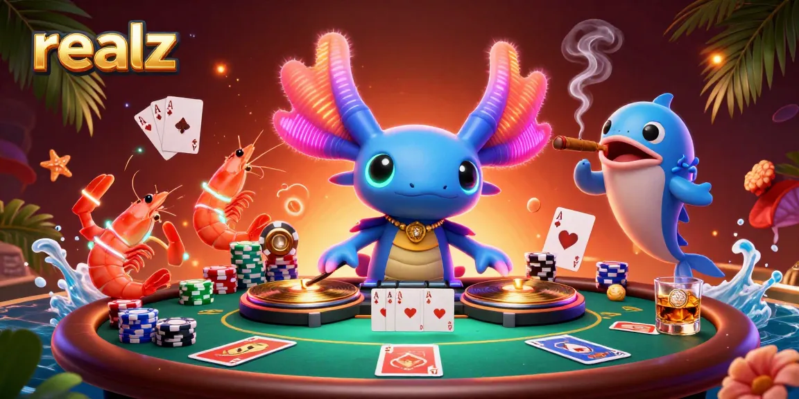realz spins golden records with vibrant characters in a rich poker scene, casino ambiance