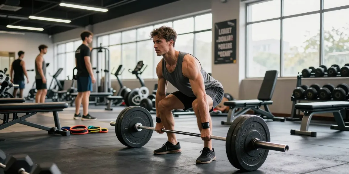 Anabolika kaufen: Bodybuilder beim Deadlift-Training mit schweren Gewichten im modernen Fitnessstudio.