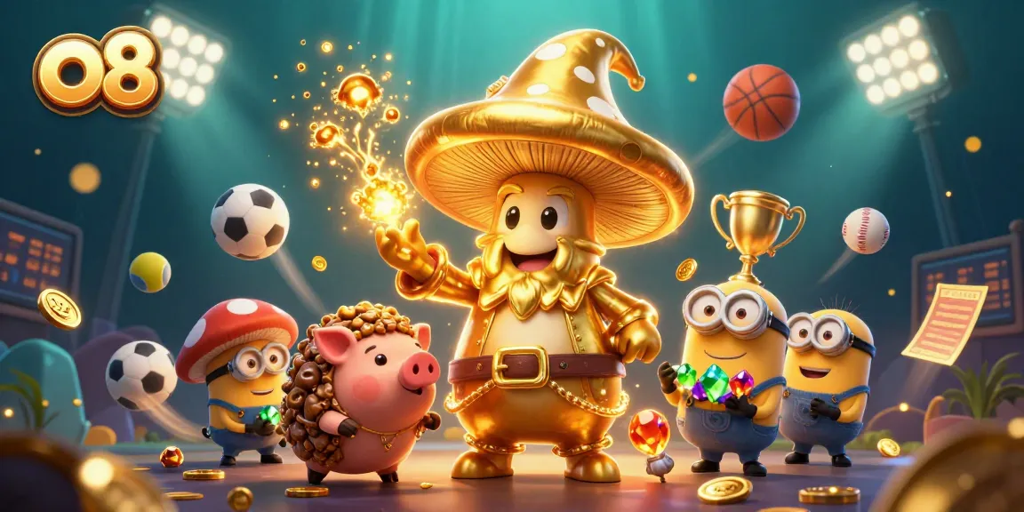 Experience the thrill of winning with o8's dynamic gaming elements displayed in a magical illustration.