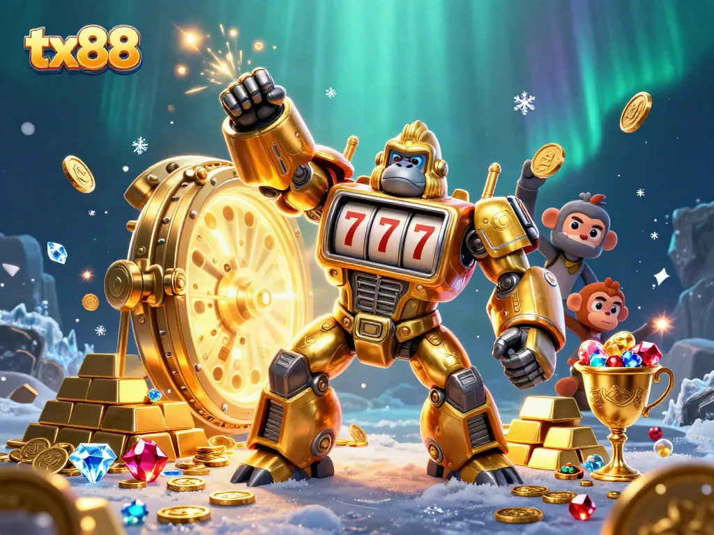 Experience winning action at tx88 with a golden gorilla mech and dynamic casino treasures.