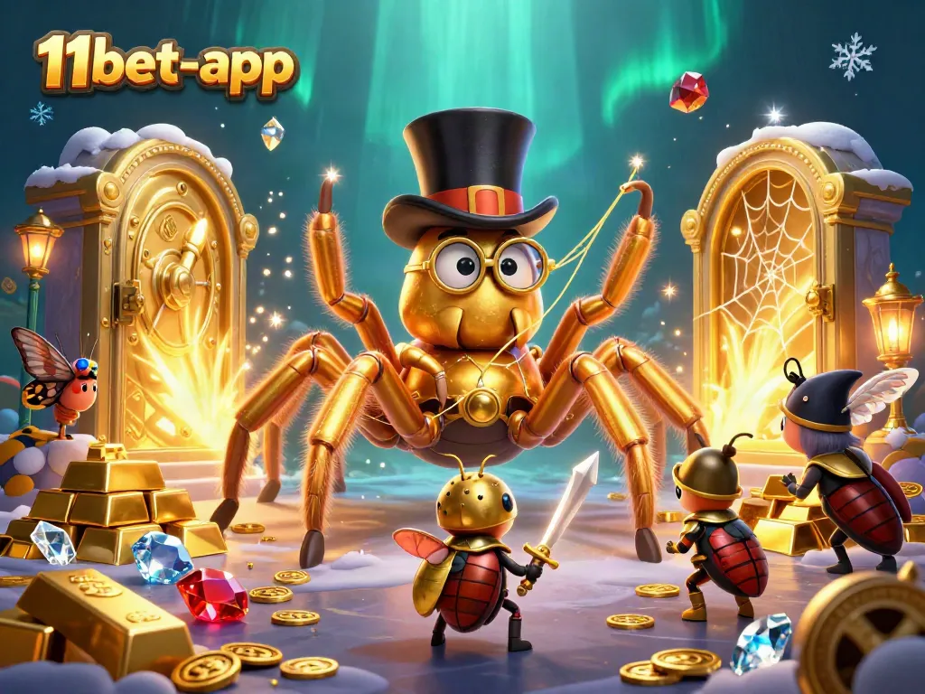 Engage with 11bet-app's vibrant casino atmosphere featuring unique characters in a magical scene.