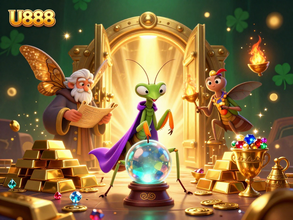 Join the U888 gaming adventures with a magical fortune teller and treasures!