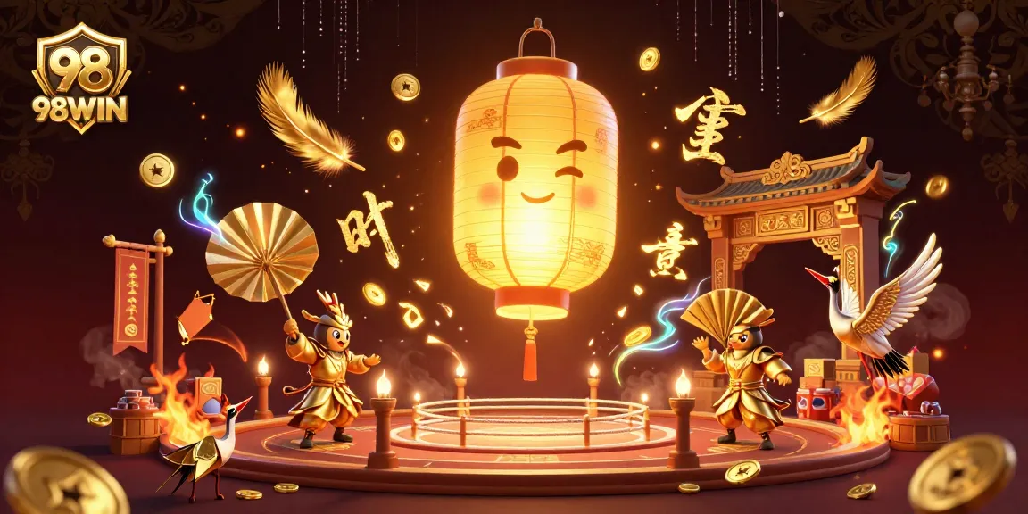 Experience thrilling gaming action at 98WIN with a majestic spirit and golden warriors in an enchanting casino.