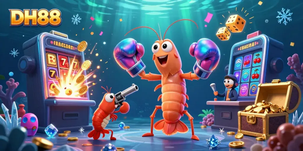 Experience exhilarating action with DH88 as charming sea creatures engage in a dynamic casino scene featuring jackpots and games.
