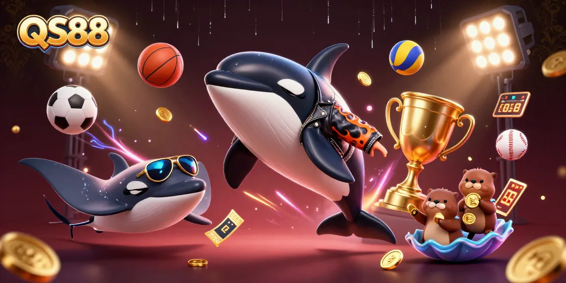 Experience the excitement of QS88 with dynamic casino elements, featuring a vibrant 3D underwater scene.