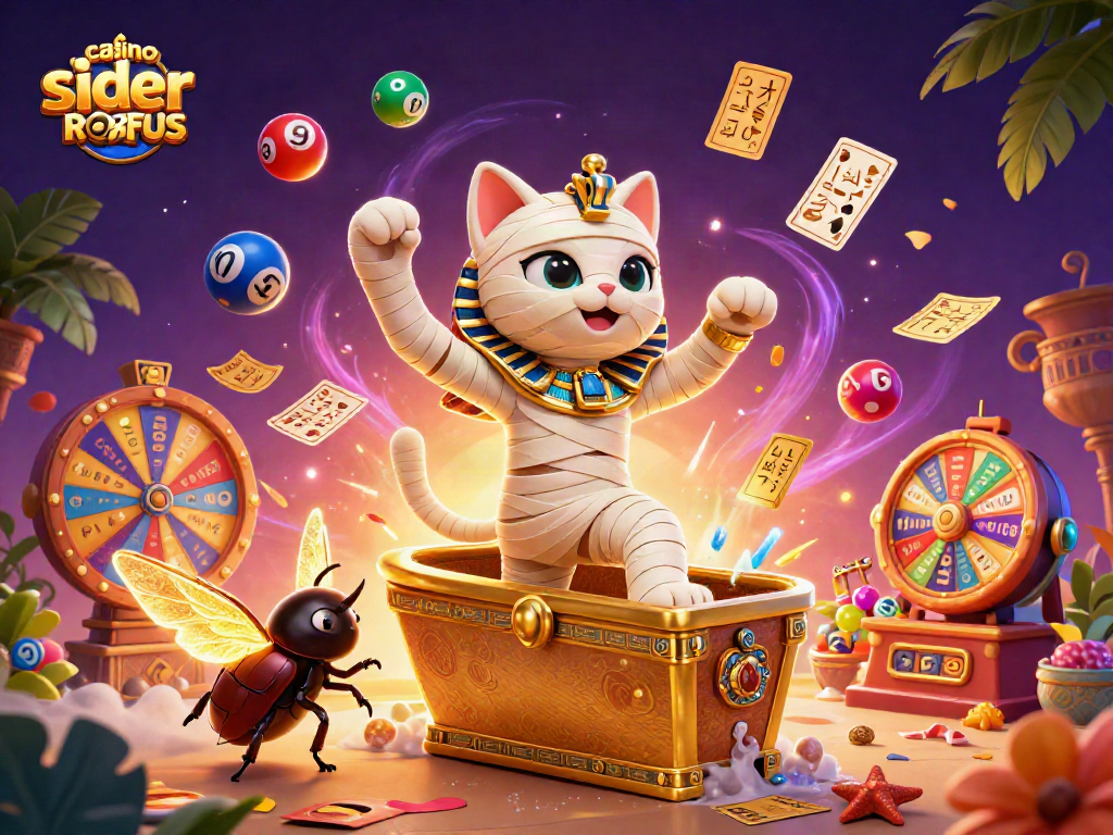 Engage with the vibrant world of casino sider uden ROFUS featuring animated Egyptian themes and dynamic game elements.