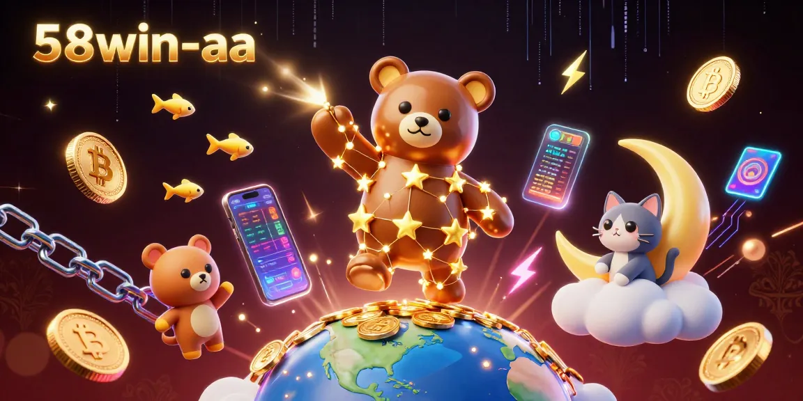 Engage with 58win-aa, exploring the exciting world of online gambling with dynamic characters and crypto elements.