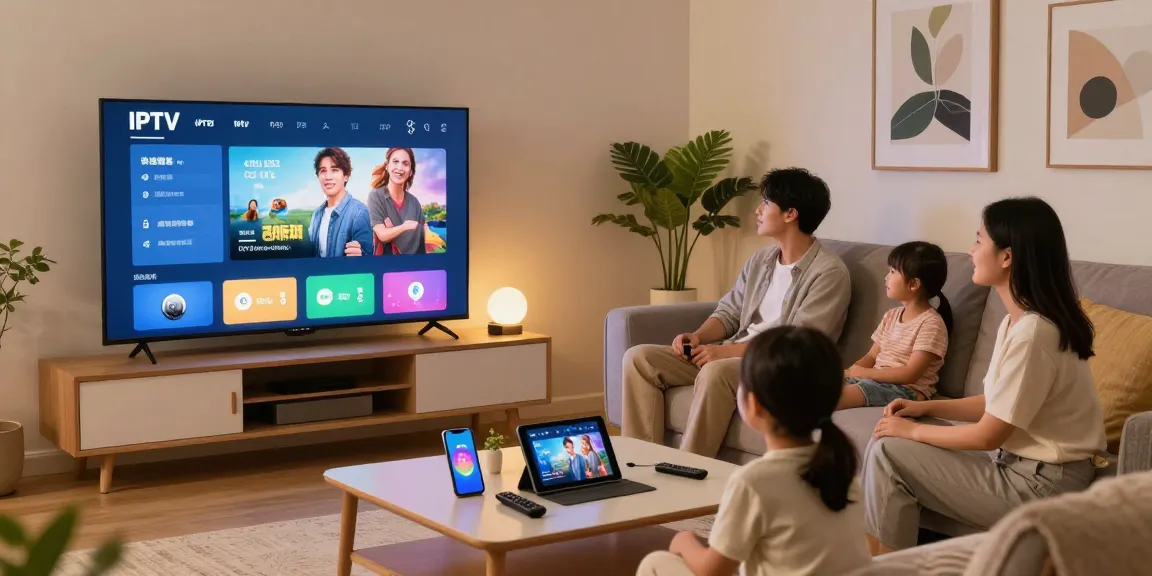 iptv kaufen für mehr als 20.000 Sender in einem modernen Wohnzimmer mit Smart TV