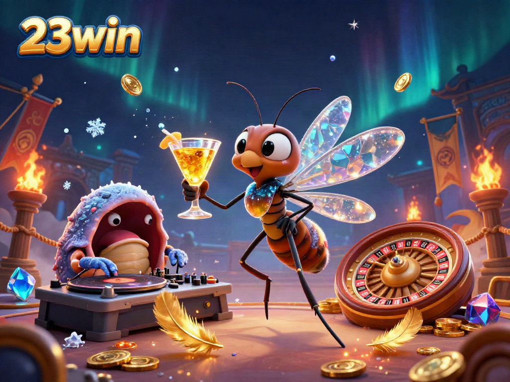 Experience thrilling casino play with engaging mascot characters in a vibrant scene at 23win.