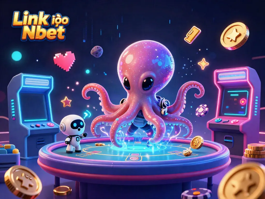 Engage with Link vào Nbet at this vibrant 3D illustration showcasing exciting casino gameplay.