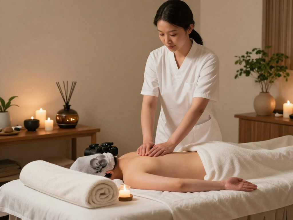 Relaxing massage therapy room showcasing 부천출장안마 ambiance with calming colors and essential oils.