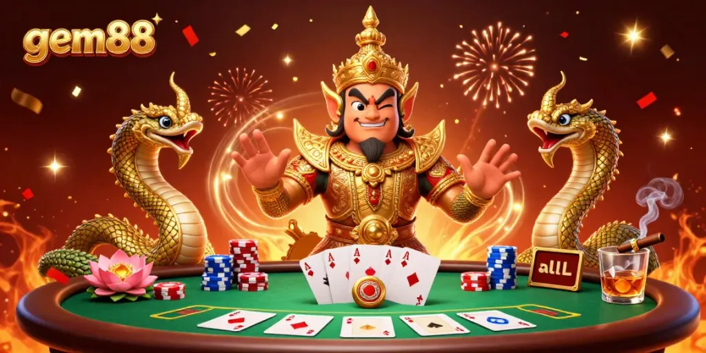 Win big at gem88 with exciting poker games featuring vibrant characters and festive atmosphere.