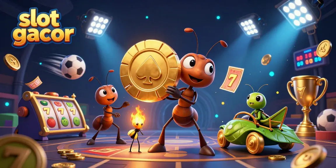 Engage in thrilling victories at slot gacor with vibrant ants and golden mechanics in a lively casino heist.