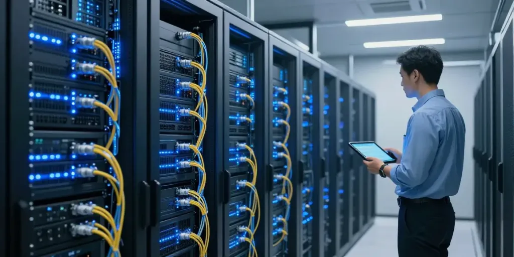 Moderne Technologie mit Immobilienmakler Gütersloh in Cloud-Infrastruktur und digitalen Plattformen.