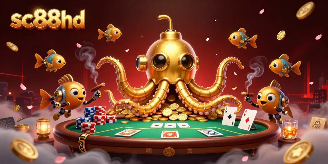 Experience thrilling gameplay with sc88hd featuring a golden kraken submarine amidst poker elements.