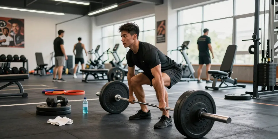 Utionon Steroids Shop – Athlet beim Deadlift im Fitnessstudio, motivierende Atmosphäre.