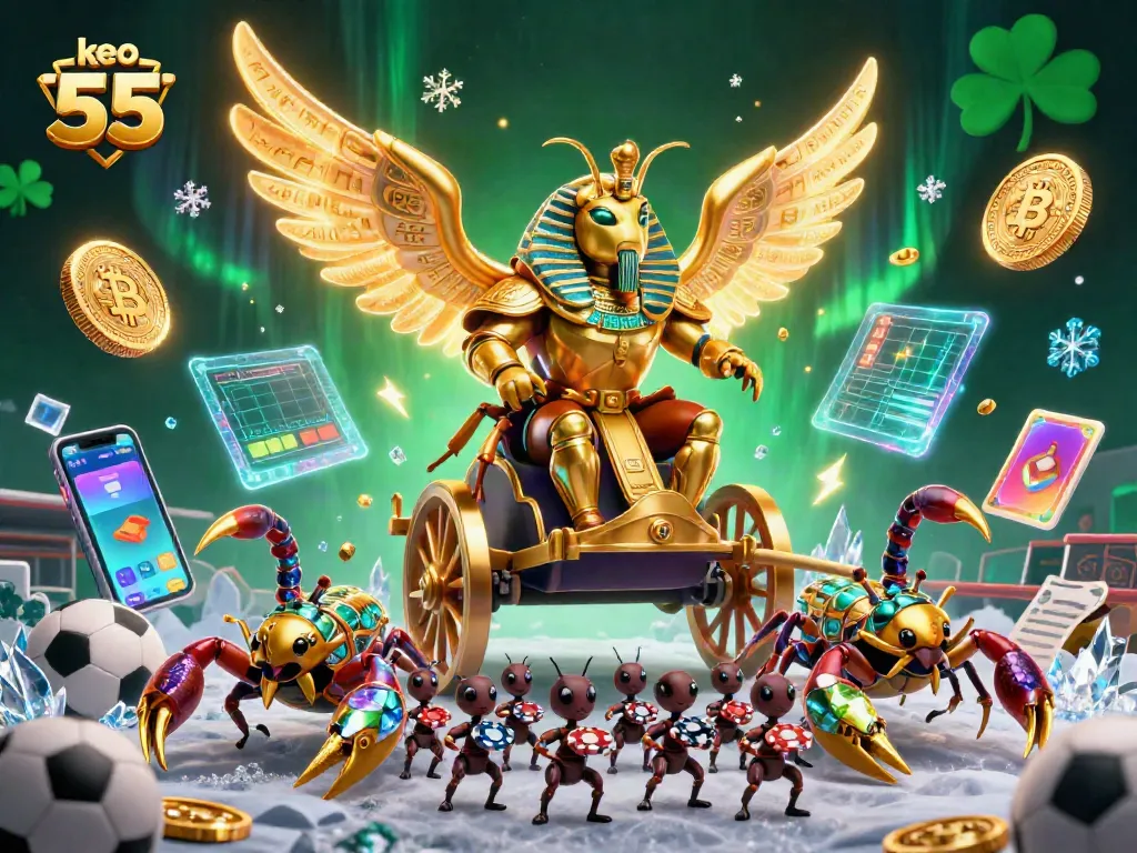 Bet big with keo nha cai 55 featuring a bold golden beetle and vibrant betting elements.