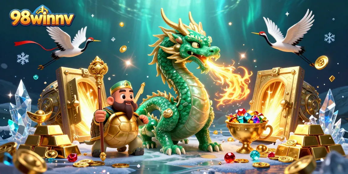Engage with the thrilling world of 98winnv through a rich 3D casino adventure featuring a jade dragon and lucky symbols.