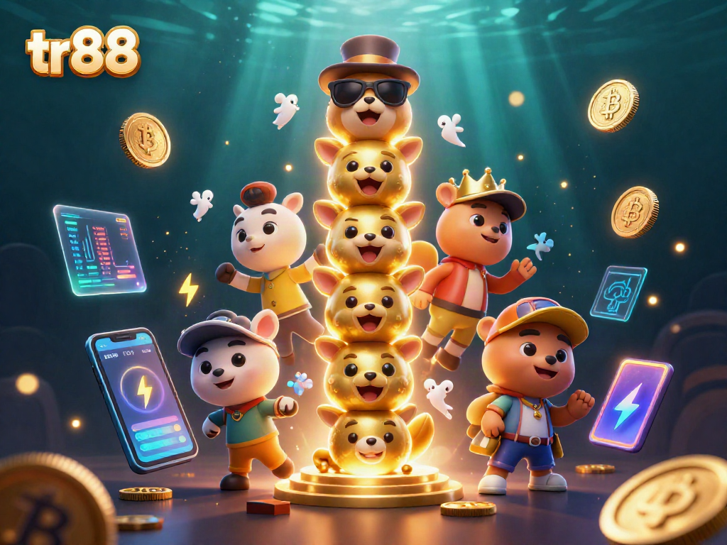 Engage with tr88's vibrant casino atmosphere featuring dynamic animal totem characters.