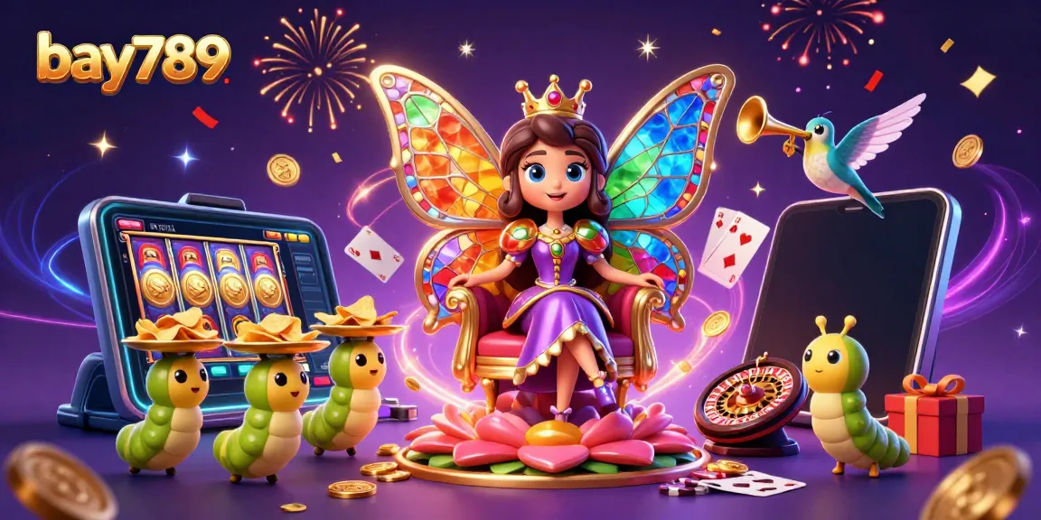 Experience gaming excitement at bay789 with vibrant casino elements celebrating a colorful fantasy theme.
