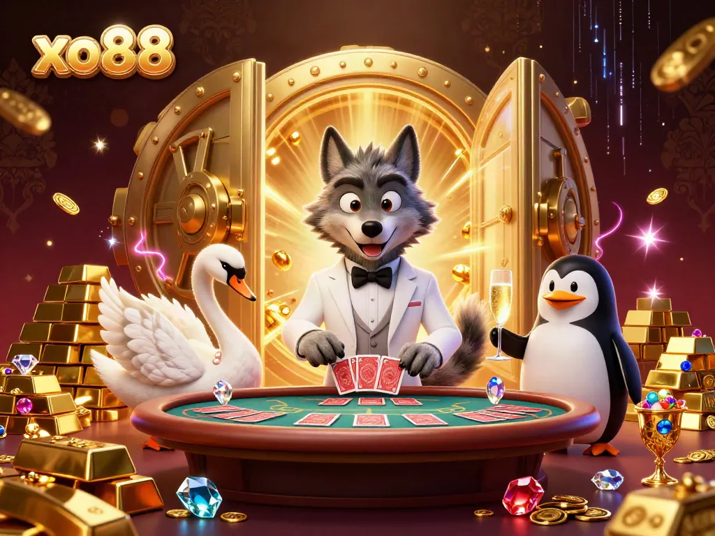 Experience thrilling baccarat with xo88 in an ultra-detailed 3D casino illustration