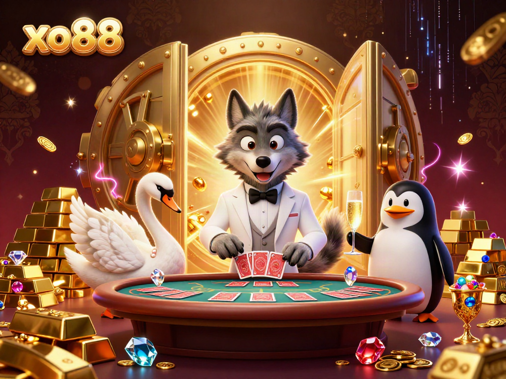 Experience thrilling baccarat with xo88 in an ultra-detailed 3D casino illustration
