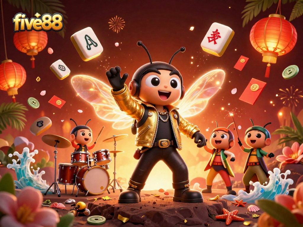 Engage in exciting gambling experiences with five88, featuring vibrant 3D characters and lucky symbols.