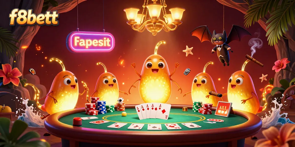 Win at f8bettt with a vibrant casino scene featuring glowworms and poker elements.