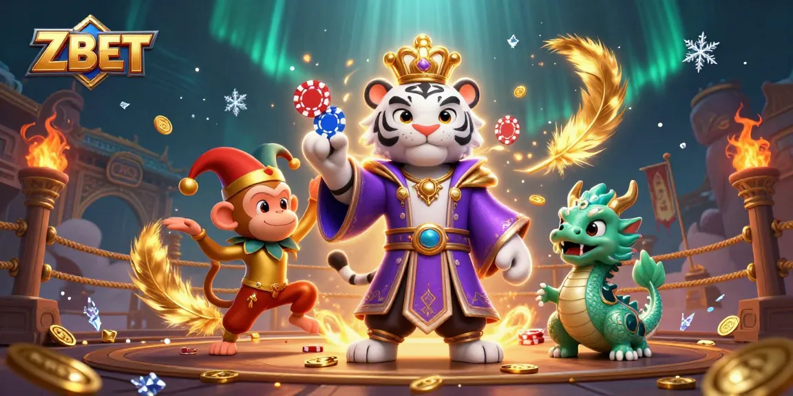 ZBET showcases an exciting online gaming experience with vibrant characters and immersive casino elements.