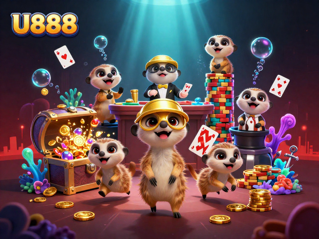 Experience thrilling gameplay at U888 casino featuring meerkats managing an exciting gaming environment.