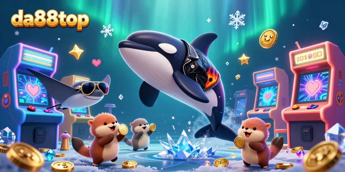 Engage in thrilling gameplay at da88top with an exciting underwater casino scene featuring a biker orca, stylish stingray, and playful sea otters.