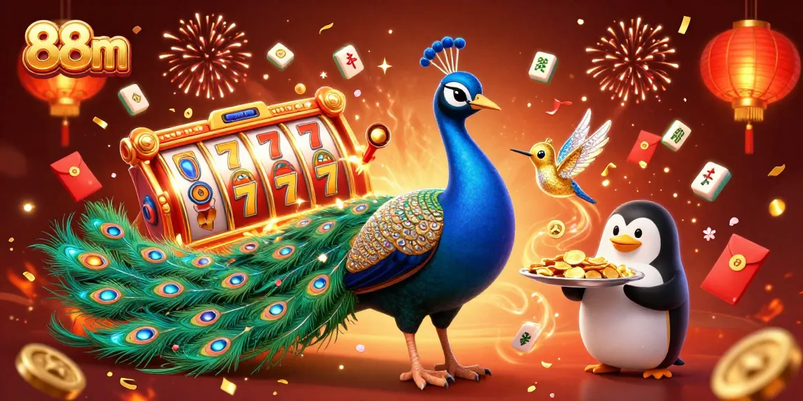 Experience the thrill of 88m with a vibrant 3D casino illustration featuring dynamic game elements.