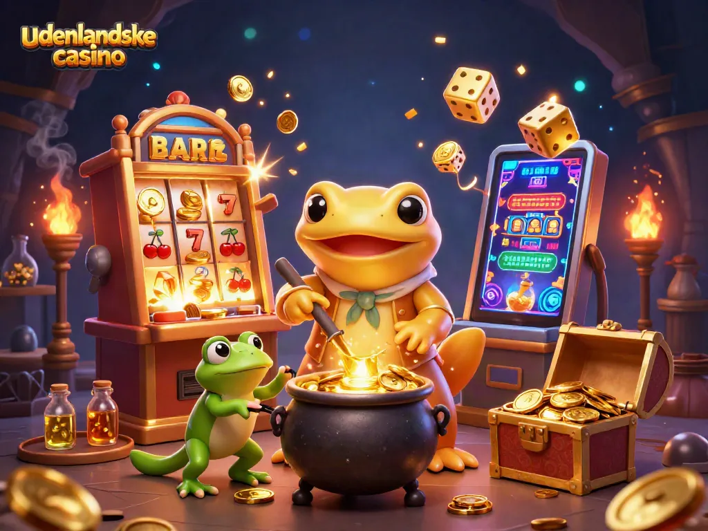 Engaging scene illustrating udenlandske casino excitement with magical elements and vibrant characters.