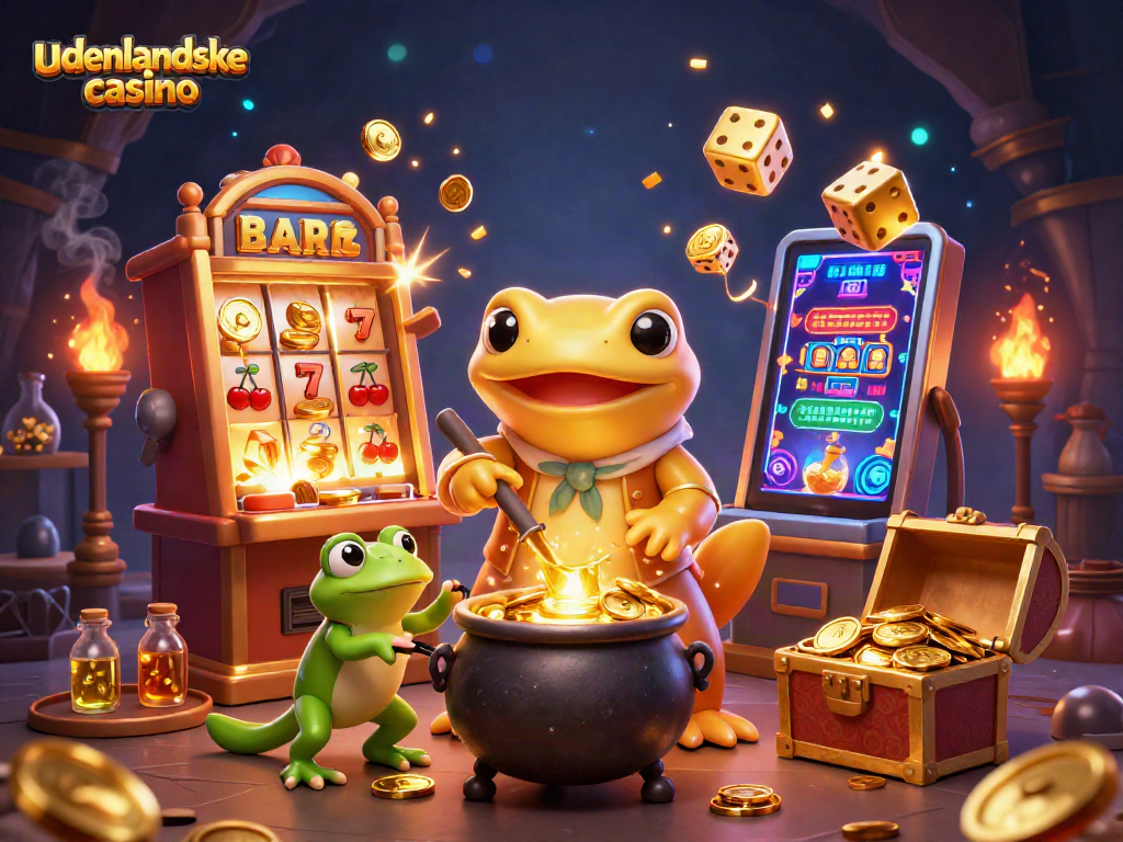 Engaging scene illustrating udenlandske casino excitement with magical elements and vibrant characters.