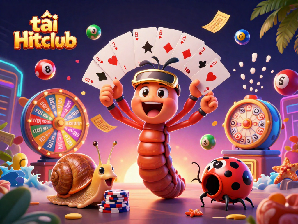 Engage with interactive fun at tải Hitclub, featuring a vibrant dealer scene with a millipede and snail!